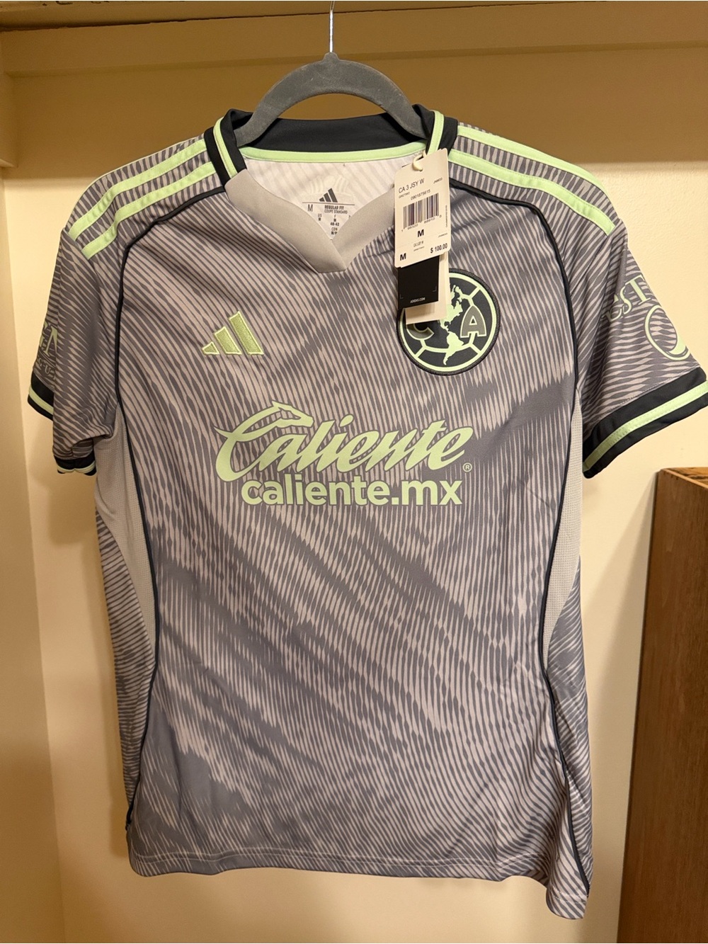 NWT Authentic Adidas Club América Gray & Lime Soccer Jersey